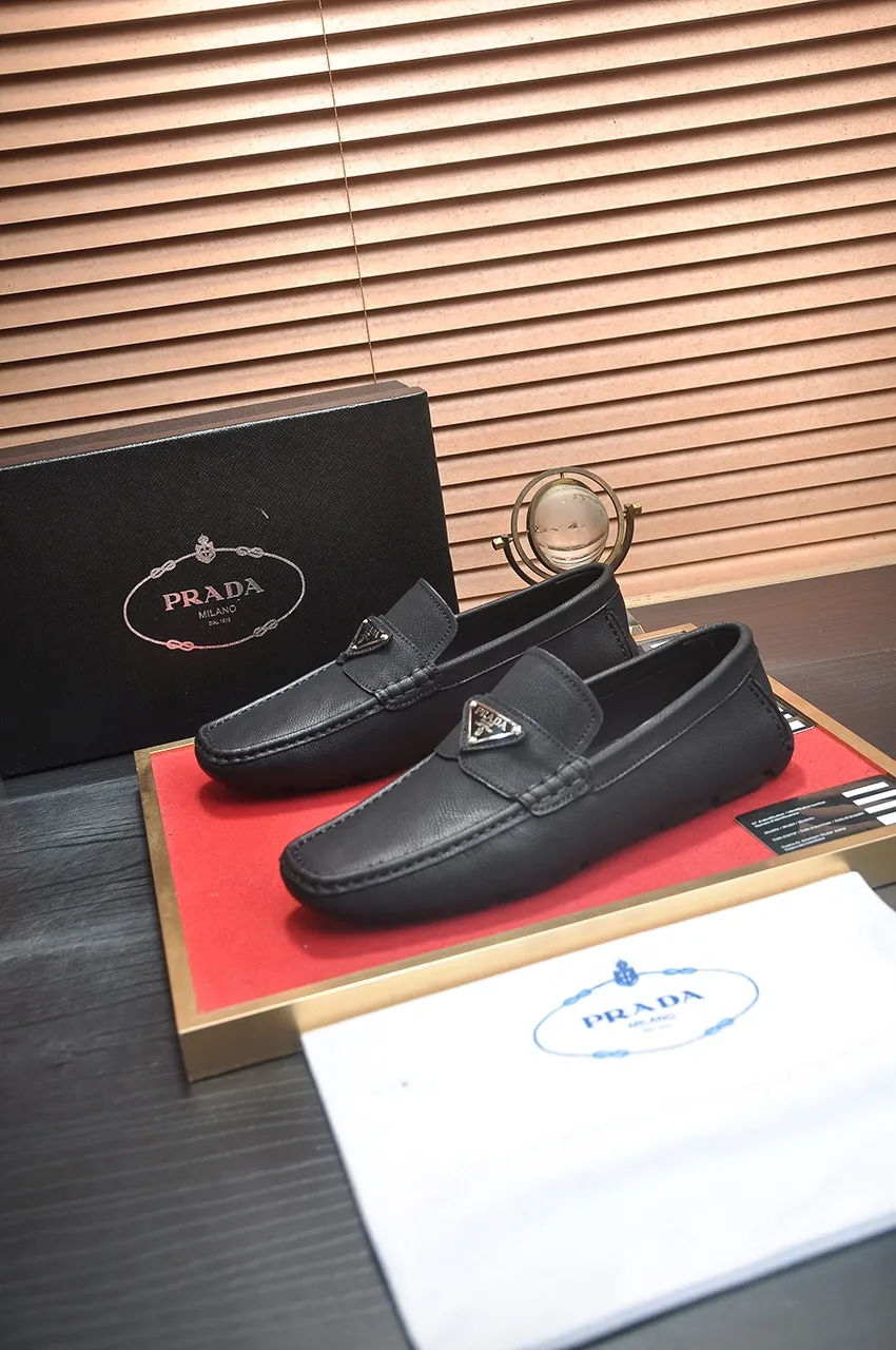 Men's Men's Shoes💰420💶【PRADA】 (High-end Niuli) New 🍀PRADA - Prada Doudou Shoes! Made of imported original cowhide, the inner top layer is comfortable cowhide lining! Original wear-resistant rubber outsole! High quality products! Code number 38-45 (45 customized)